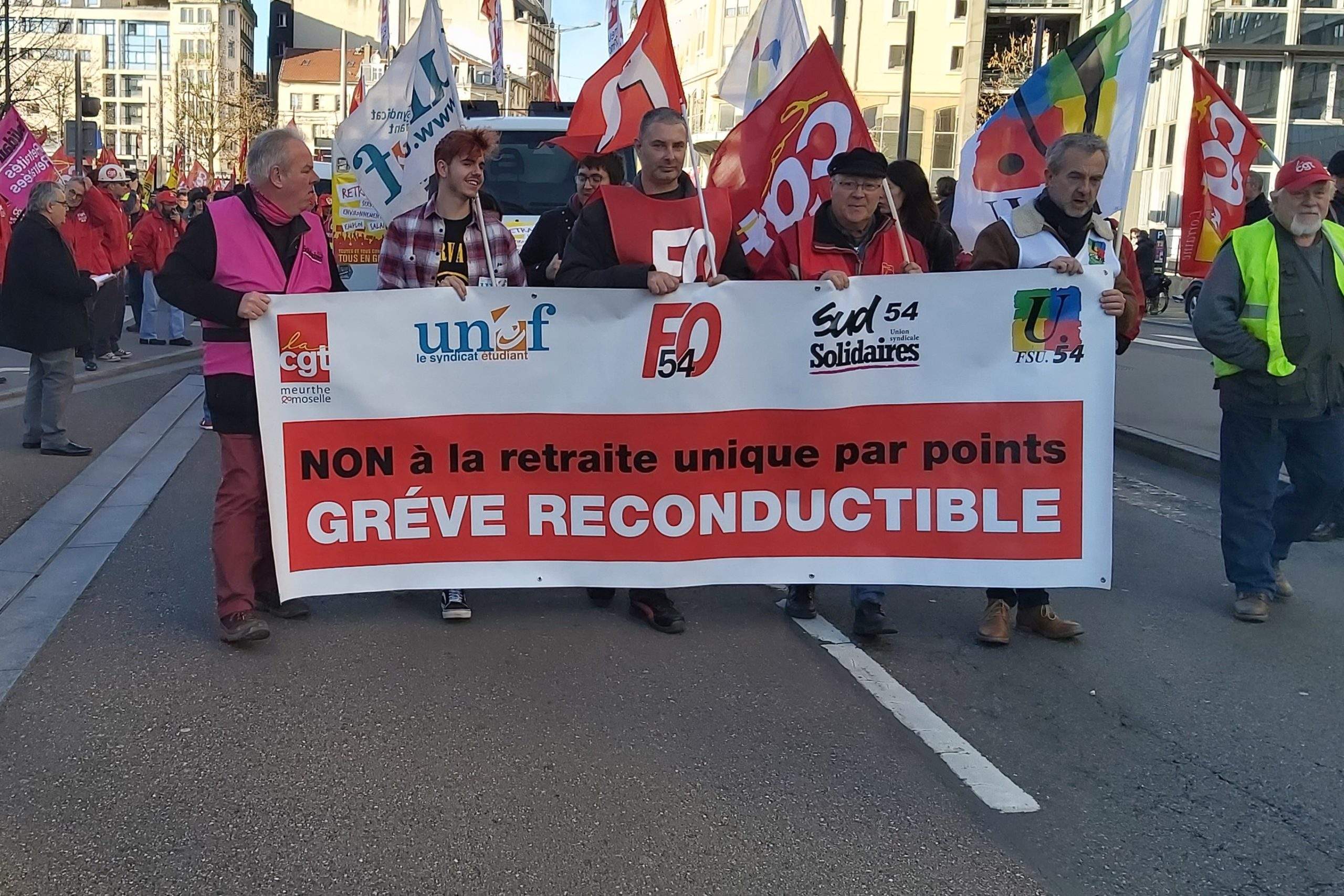 About 3,000 people demonstrated against the pension reform on 16 January 2020 in Nancy (DR)