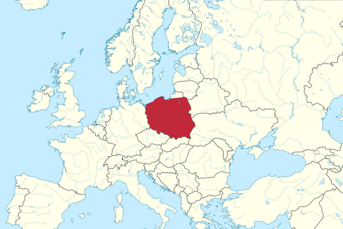 La Pologne en Europe (TUBS, CC BY-SA 3.0, via Wikimedia Commons)