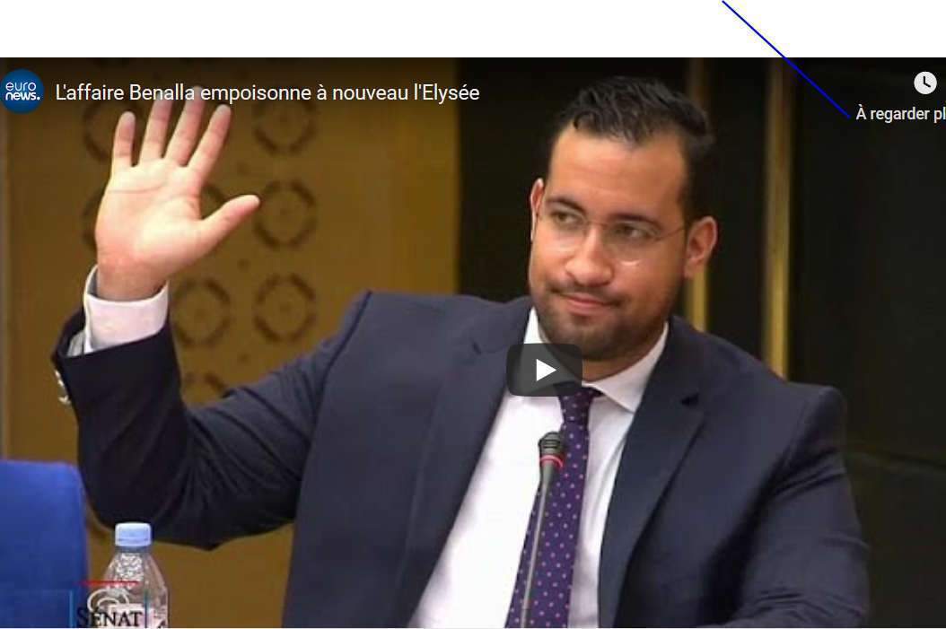 Alexandre Benalla before the parliamentary commission of the Senate (capture euronews)