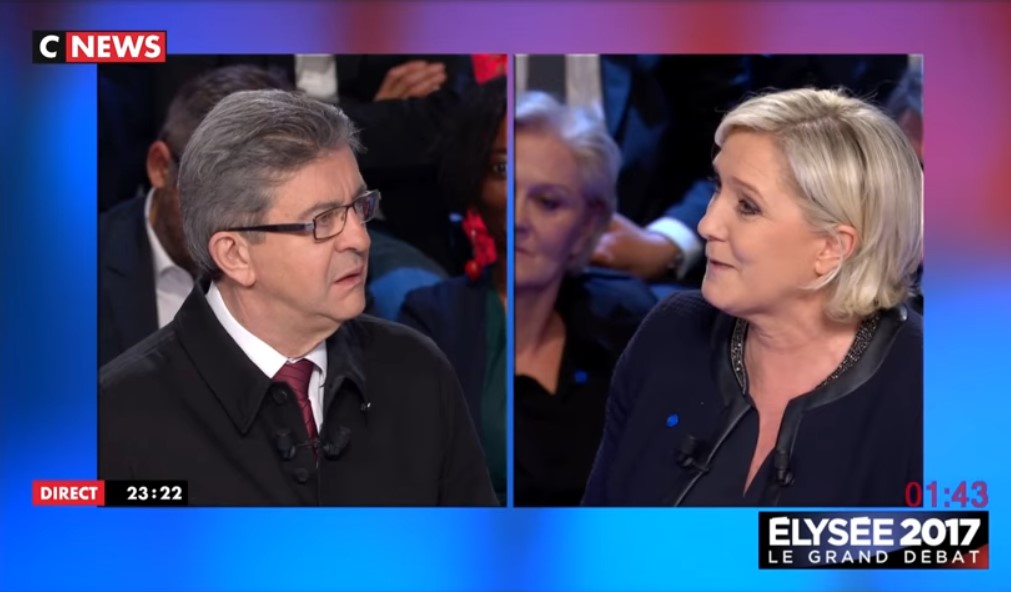 Débat entre Marine Le Pen et Jean-Luc Mélenchon en 2017 sur CNews (capture)