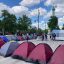 Paris: An encampment at the Place de la Bastille
