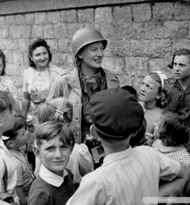 The real Lee Miller in August 1944 in Saint-Malo, where she took 300 photos during the fighting to liberate the Breton city (Copyright Lee Miller Archives).