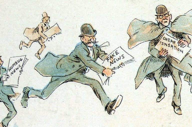 “Journalists spreading fake news”. Drawing by American cartoonist Frederick Burr Opper, 1894. Frederick Burr Opper/Wikimedia